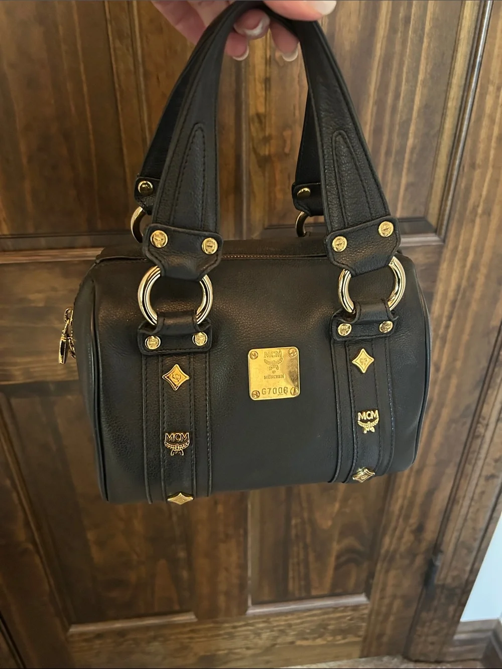 MCM Black Leather Mini Satchel with Gold Hardware - Picture 1 of 15